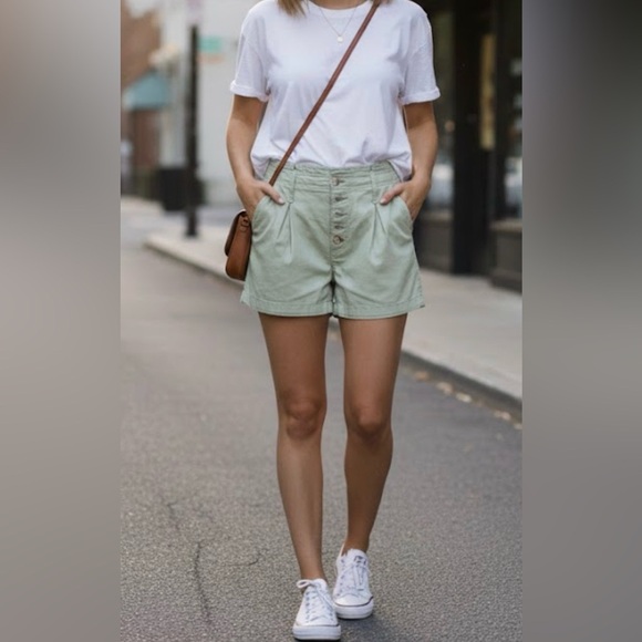 Indigo Rein Pants - SHORTS of Indigo Rein Women's Light Green and High Waist Shorts